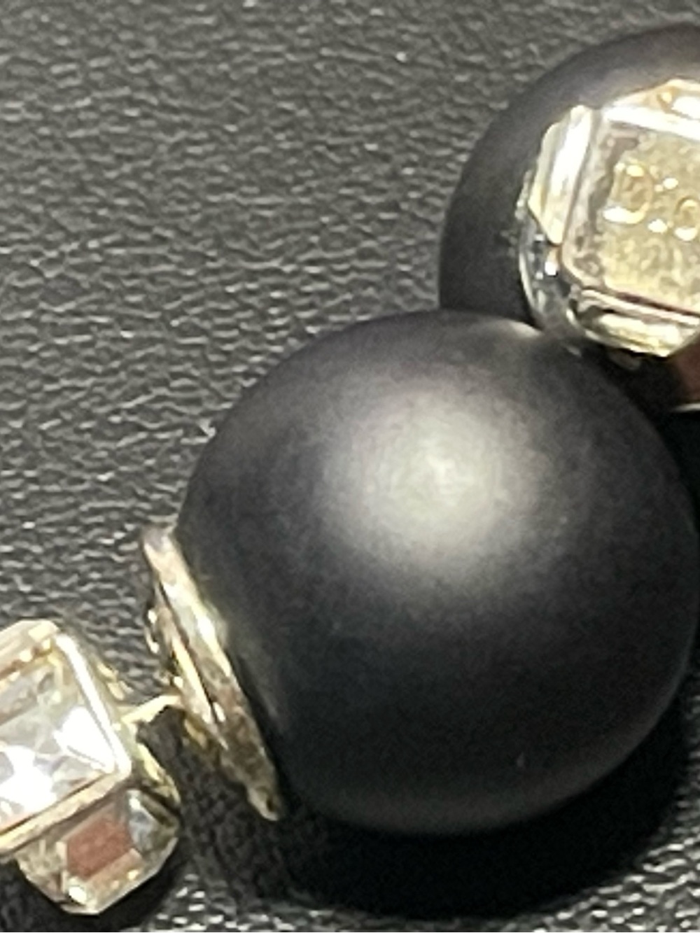 Tribales Elegant Black Bead and Crystal Stud Earring marked Dior